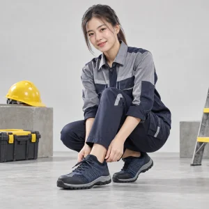 Giày bảo hộ thể thao lưới dệt thoáng màu xanh đen mũi thép