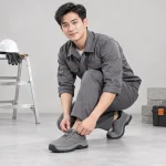 Giày bảo hộ công nghiệp vải canvas màu xám cổ thấp siêu nhẹ