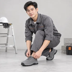 Giày bảo hộ công nghiệp vải canvas màu xám cổ thấp siêu nhẹ