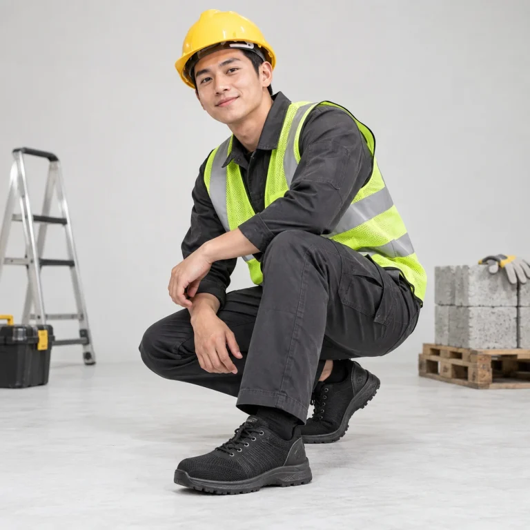 Giày bảo hộ cao cấp lưới dệt thoáng màu đen đế chống trượt