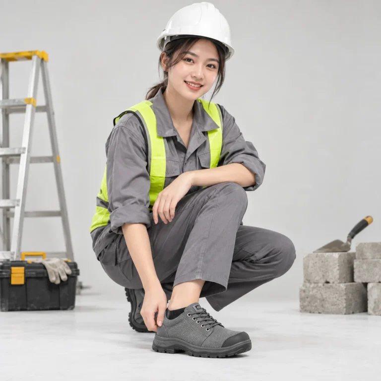 Giày bảo hộ xây dựng vải canvas màu xám cổ thấp siêu nhẹ