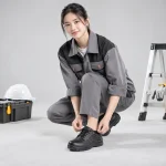 Giày vải bảo hộ da tổng hợp chống nước màu đen cổ thấp siêu nhẹ