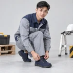 Giày vải bảo hộ da microfiber màu xanh đen đế chống trượt