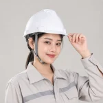 Mũ bảo hộ núm vặn nhựa kỹ thuật chịu lực màu trắng vành ngắn gọn nhẹ