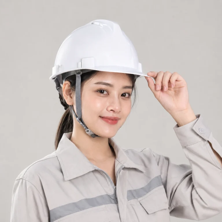 Mũ bảo hộ núm vặn nhựa kỹ thuật chịu lực màu trắng vành ngắn gọn nhẹ