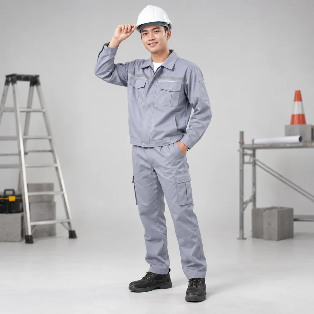 Mũ công nhân nhựa kỹ thuật chịu lực màu trắng kèm đai thấm mồ hôi