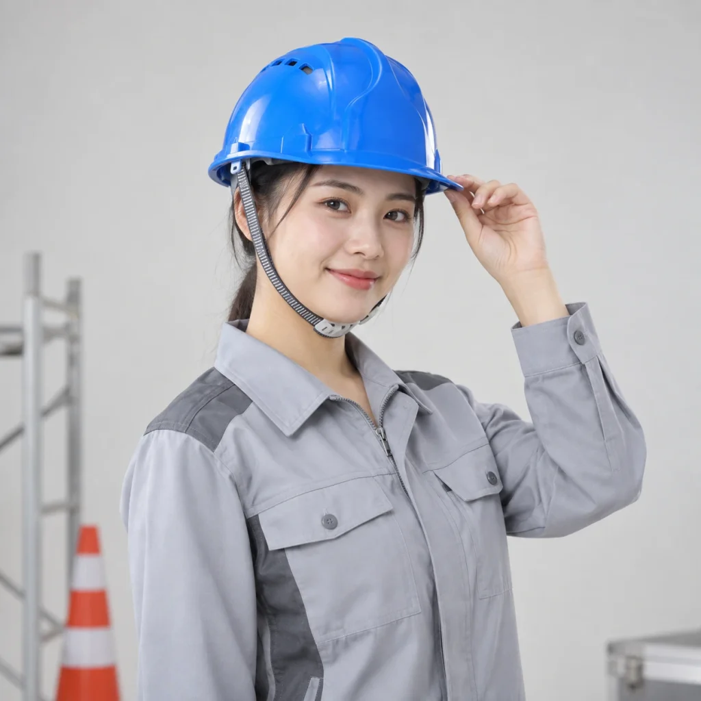 Mũ công nhân nhựa ABS màu xanh lỗ thoáng khí