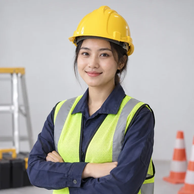 Mũ công nhân composite nhẹ màu vàng kèm đai thấm mồ hôi