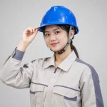 Mũ vải bảo hộ nhựa ABS màu xanh quai cài bốn điểm