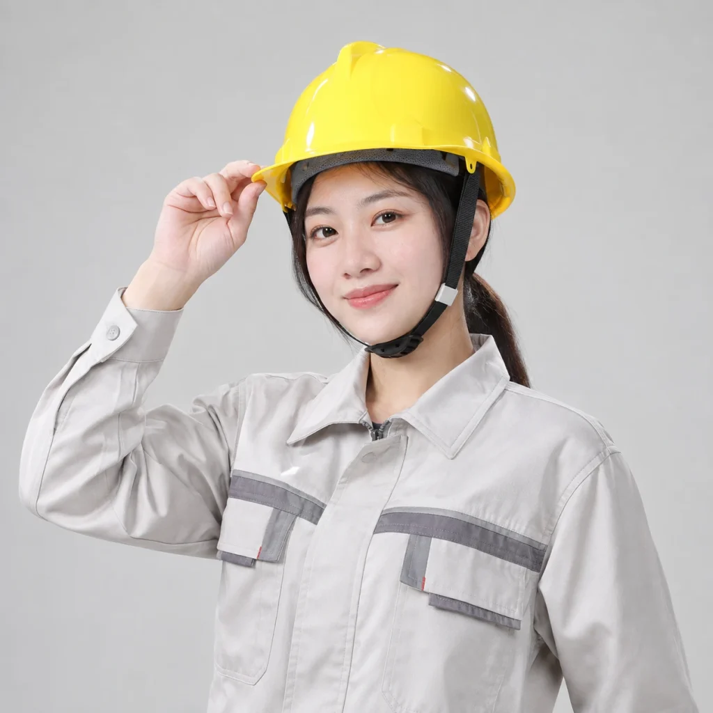 Mũ bảo hộ quai cài composite nhẹ màu vàng kèm đai thấm mồ hôi