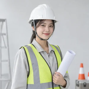 Mũ bảo hộ quai cài nhựa ABS màu trắng núm vặn điều chỉnh