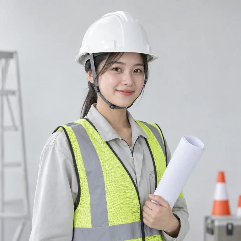 Mũ bảo hộ quai cài nhựa ABS màu trắng núm vặn điều chỉnh