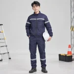 Áo bảo hộ kỹ sư vải gió chống bụi màu tím than dải phản quang
