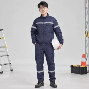 Áo bảo hộ kỹ sư vải gió chống bụi màu tím than dải phản quang
