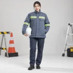 Áo bảo hộ phản quang vải trần bông màu xanh ghi dải phản quang