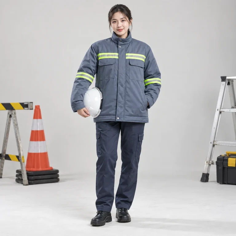 Áo bảo hộ phản quang vải trần bông màu xanh ghi dải phản quang