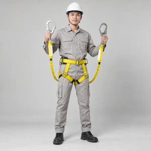 Dây an toàn bán thân đai nylon chịu tải màu vàng hai móc chống sốc