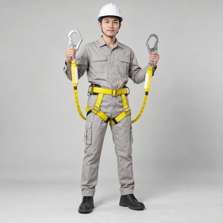 Dây an toàn bán thân đai nylon chịu tải màu vàng hai móc chống sốc