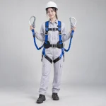 Dây an toàn toàn thân đai nylon chịu tải màu xanh phối đen móc lớn khóa kép